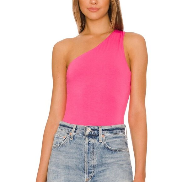 Superdown Devonne One Shoulder Pink Bodysuit - Picture 1 of 8